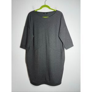 Bonita Women’s Grey Jersey Seam Detail Dress Pockets Size L See Description